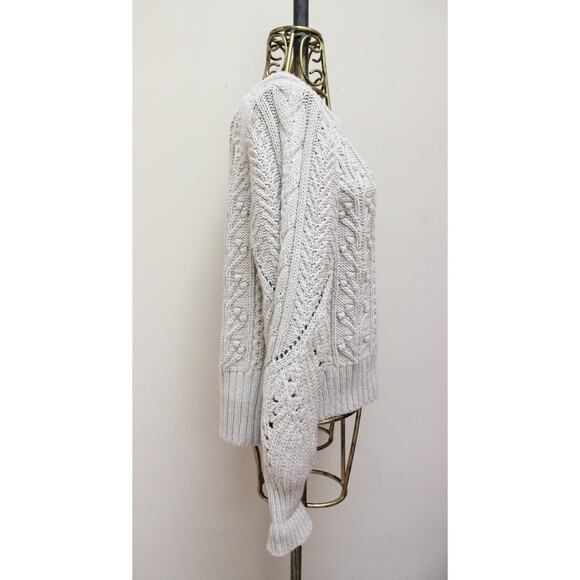 Veronica Beard Ivory Beige Asita Chunky Cable Knit Sweater Size Large - Picture 3 of 5